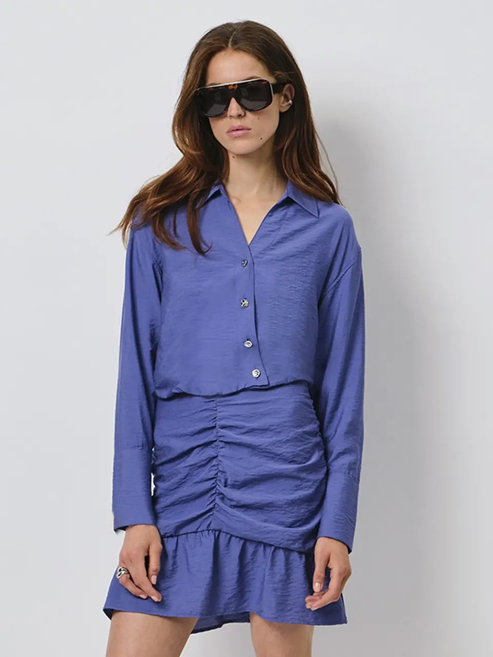 Dante 6 Cropped Overlay Shirt Donkerblauw