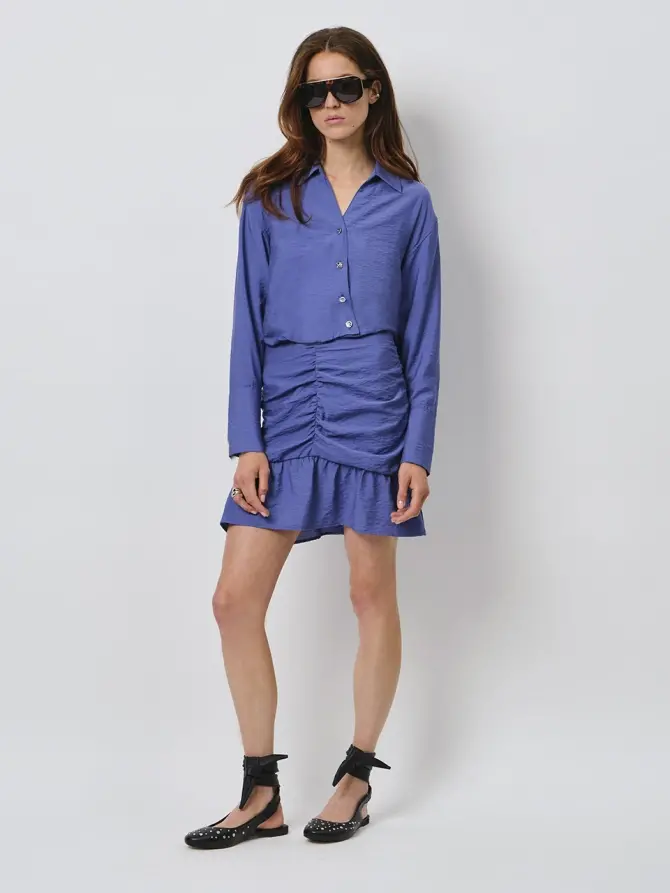 Dante 6 Cropped Overlay Shirt Donkerblauw