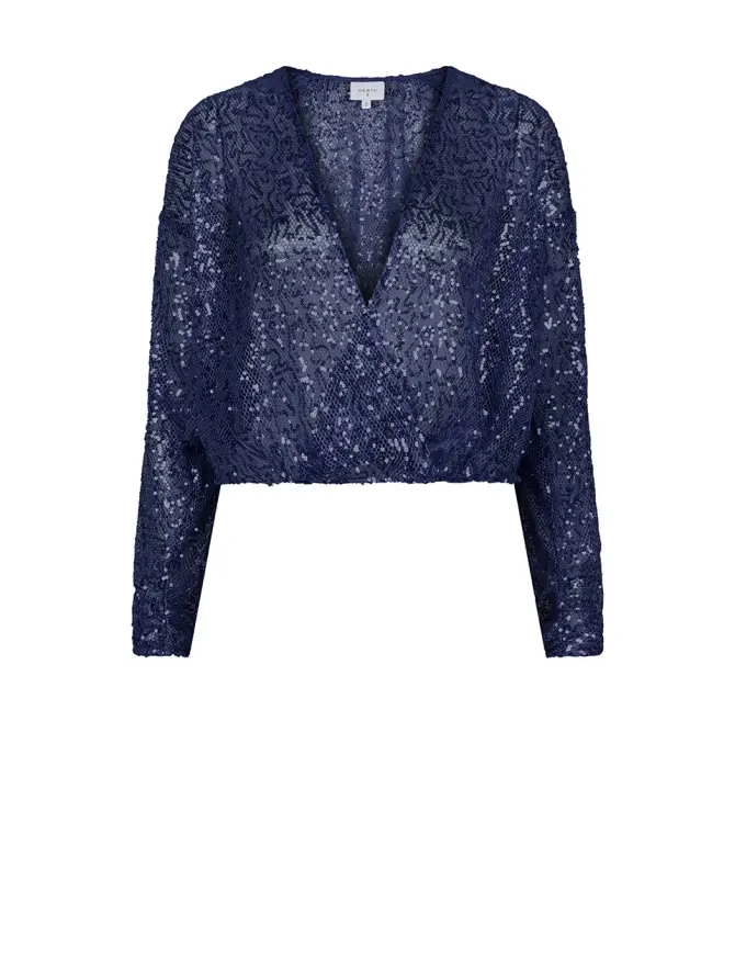 dante 6 Cropped pailletten top Donkerblauw