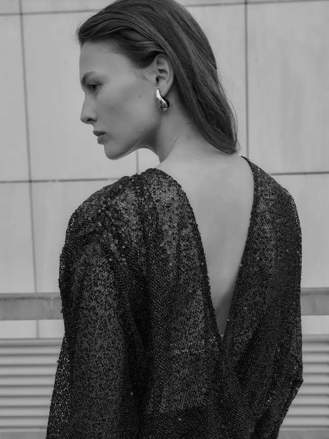 Dante 6 Cropped Pailletten Top Zwart