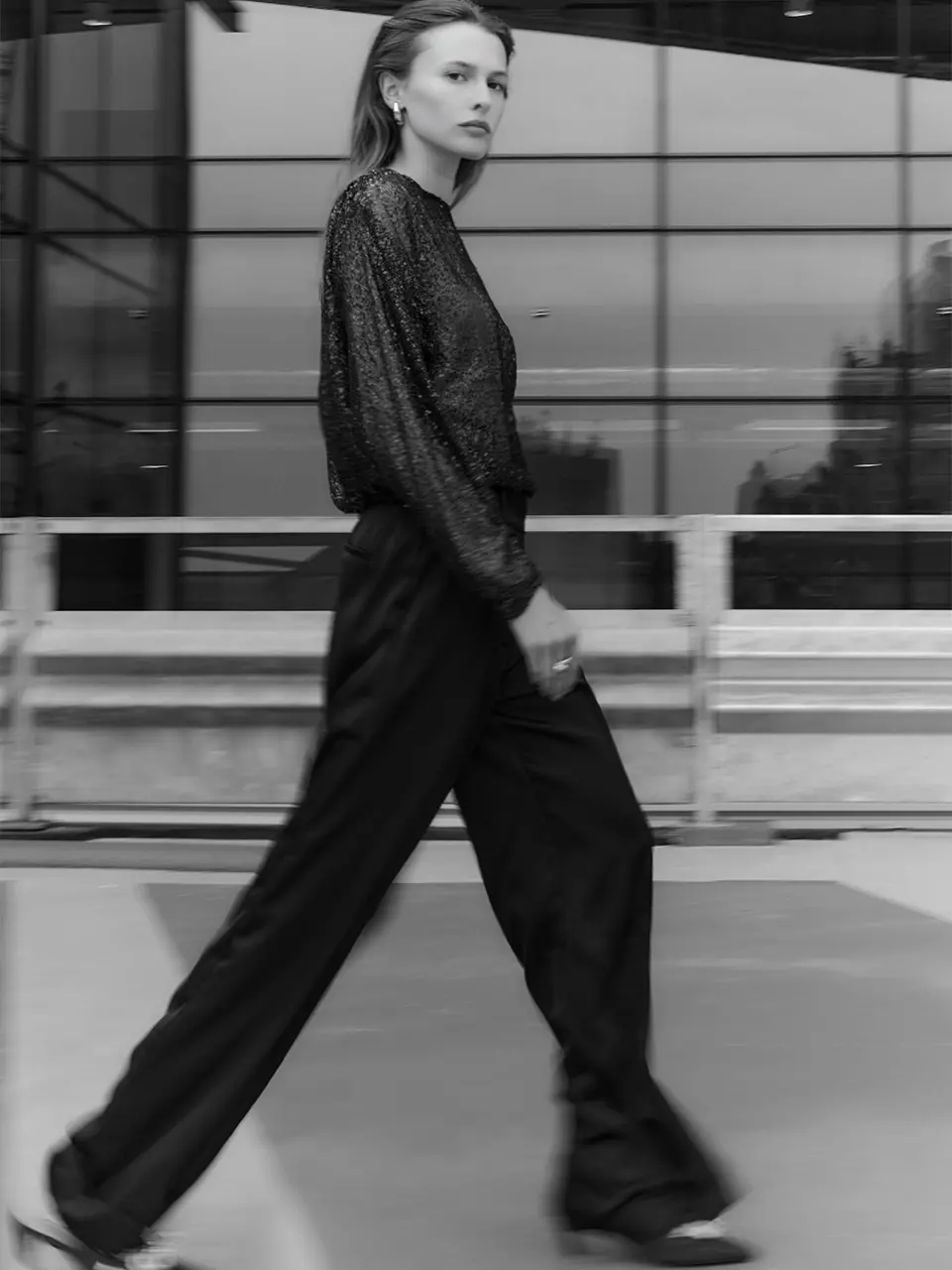 Dante 6 Cropped Pailletten Top Zwart