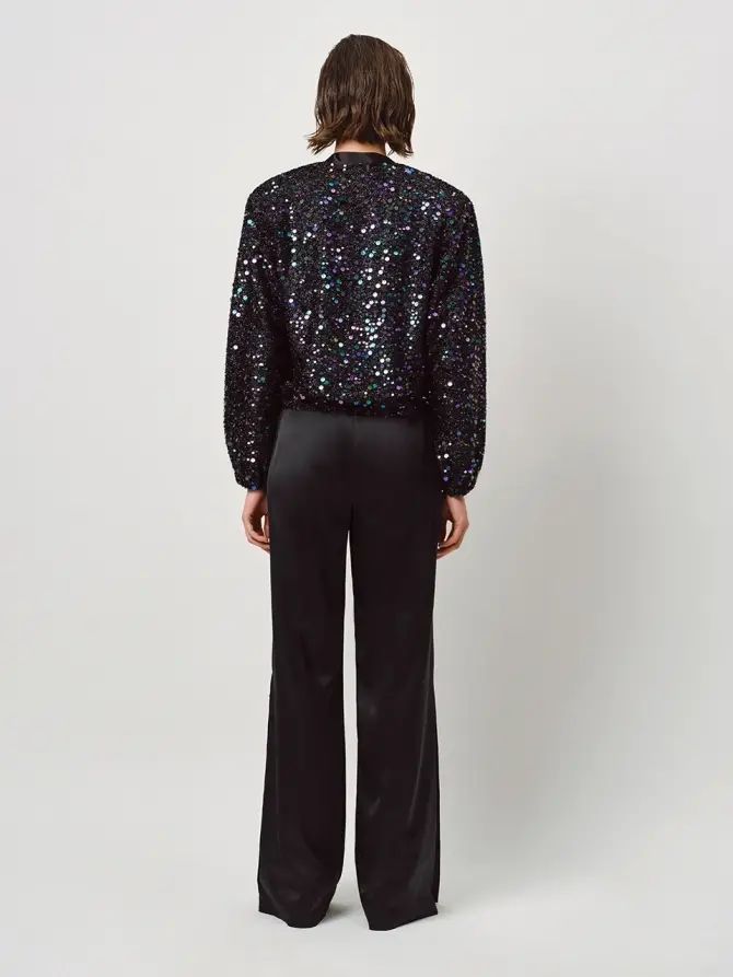 Dante 6 Cropped Pailletten Top Zwart