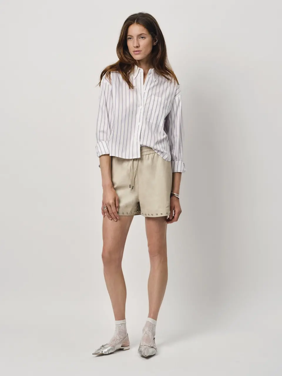 Dante 6 Cropped Pinstripe Shirt Lila