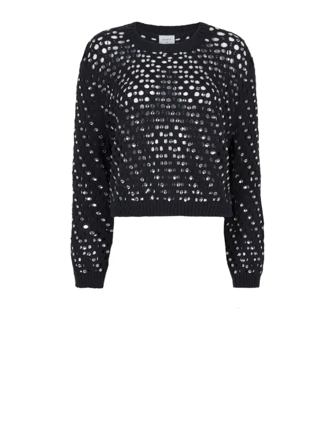 dante 6 Cropped rhinestone trui Donkerblauw