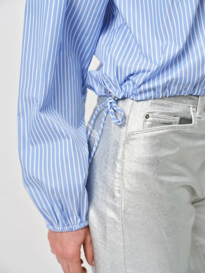 Dante 6 Cropped Streep Shirt Blauw