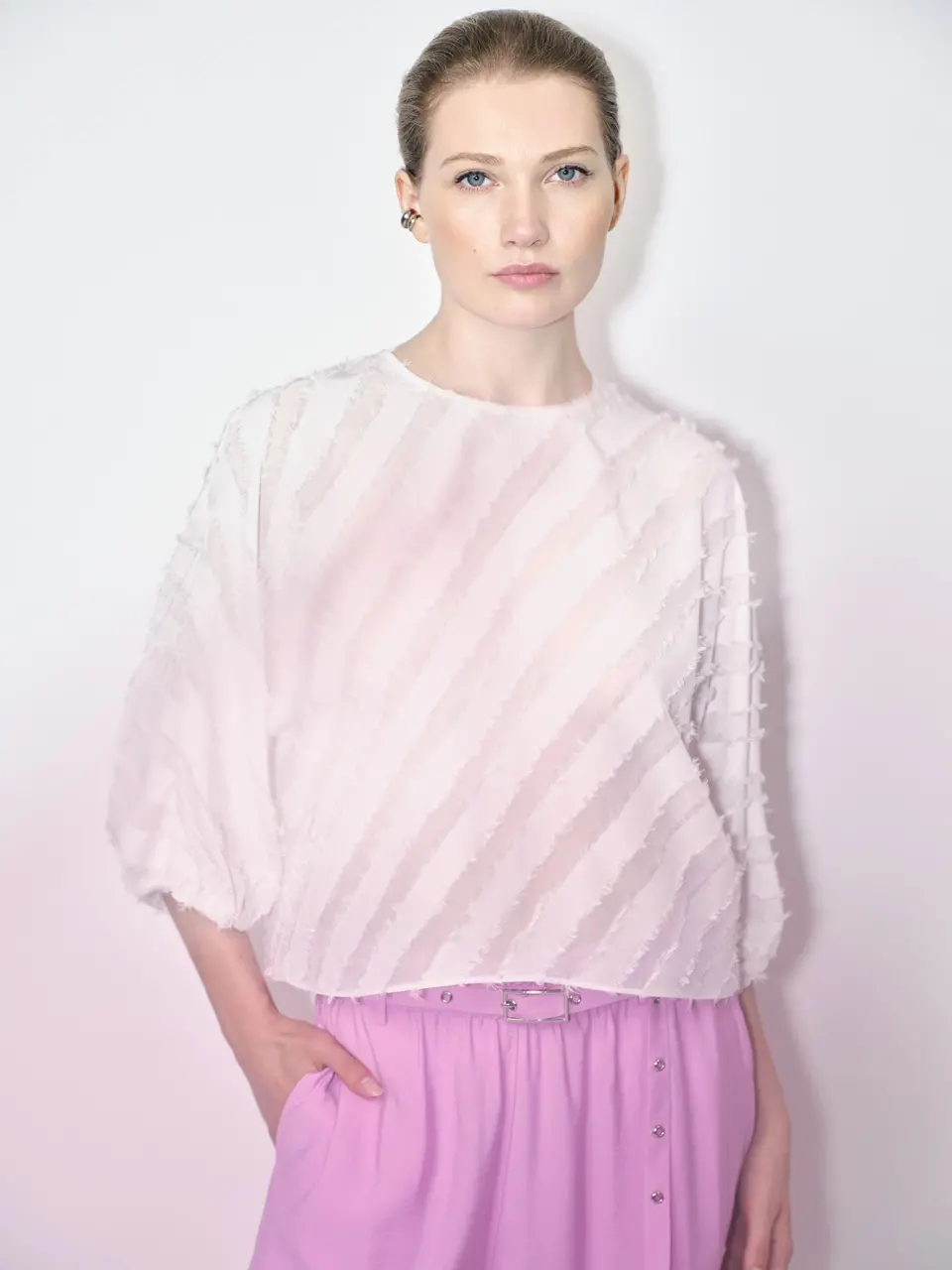 Dante 6 Cropped Textuur Top Creme