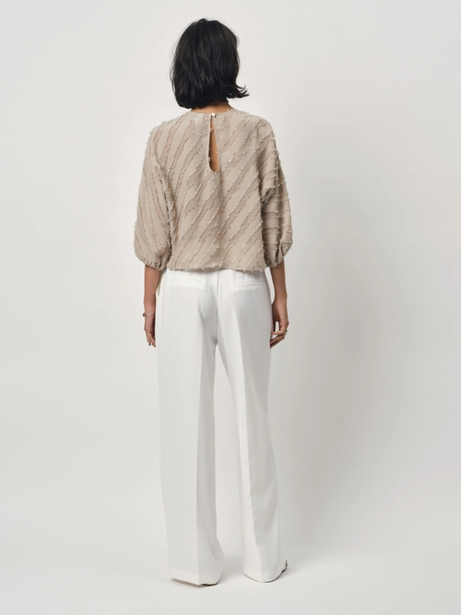 Dante 6 Cropped Textuur Top Taupe