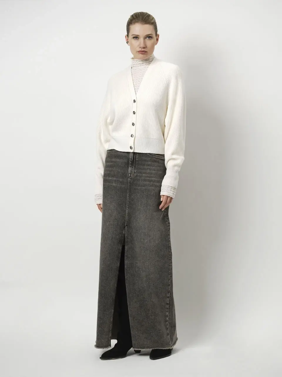 Dante 6 Cropped V-hals Vest Creme