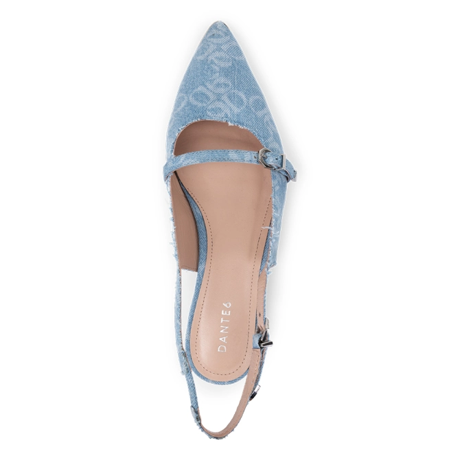 Dante 6 Denim Monogram Slingbacks Skywash Blue