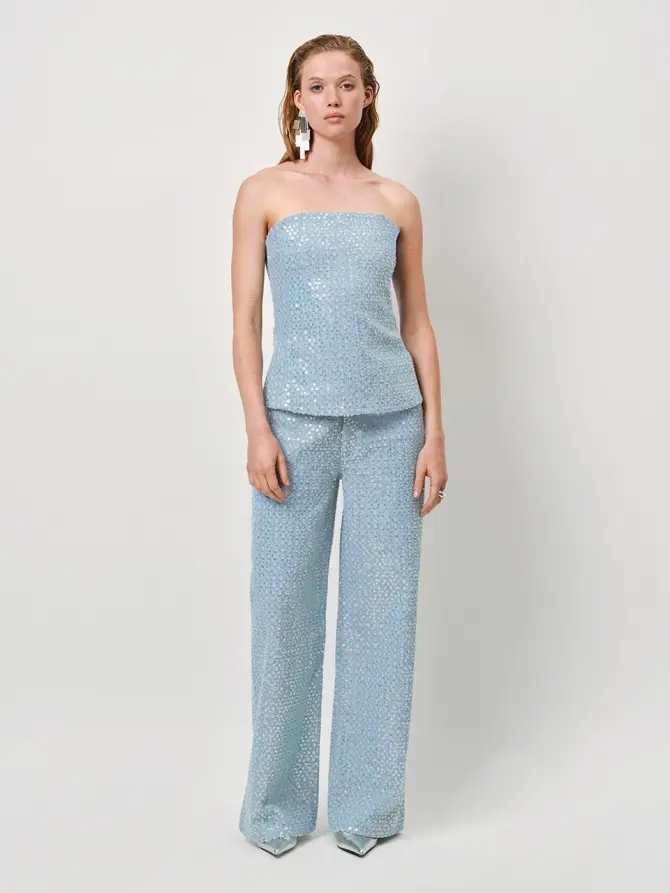 Dante 6 Denim Pailletten Corset Blauw