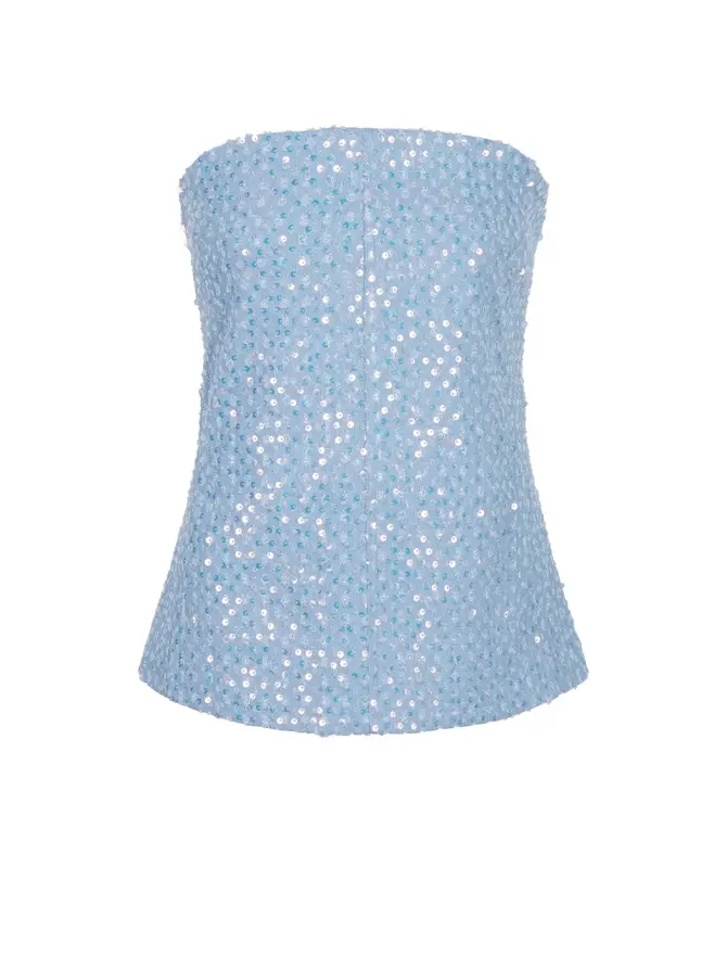 dante 6 Denim pailletten corset Blauw