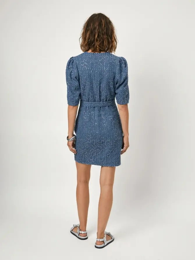 Dante 6 Denim Pailletten Mini-jurk Blauw