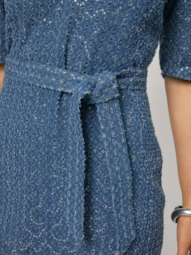 Dante 6 Denim Pailletten Mini-jurk Blauw