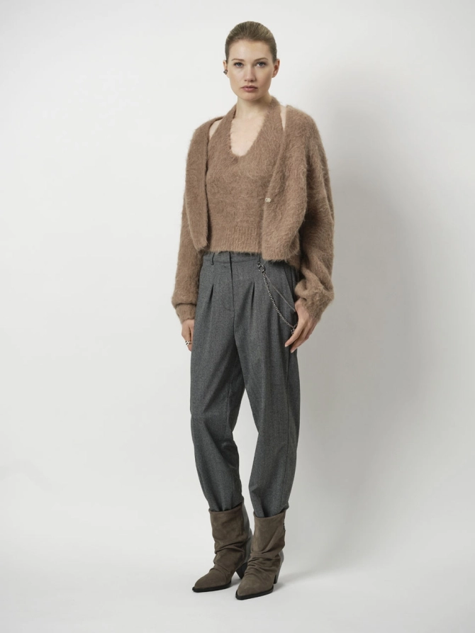 dante 6 Eendelig twinset trui Bruin