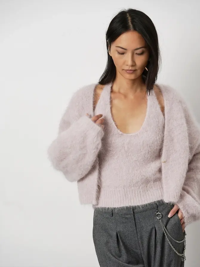 Dante 6 Eendelig Twinset Trui Lichtroze