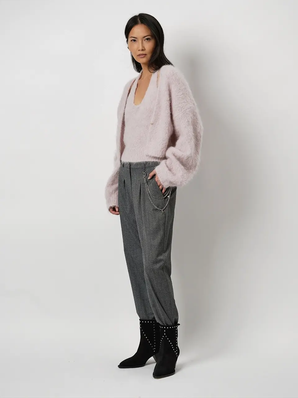 Dante 6 Eendelig Twinset Trui Lichtroze