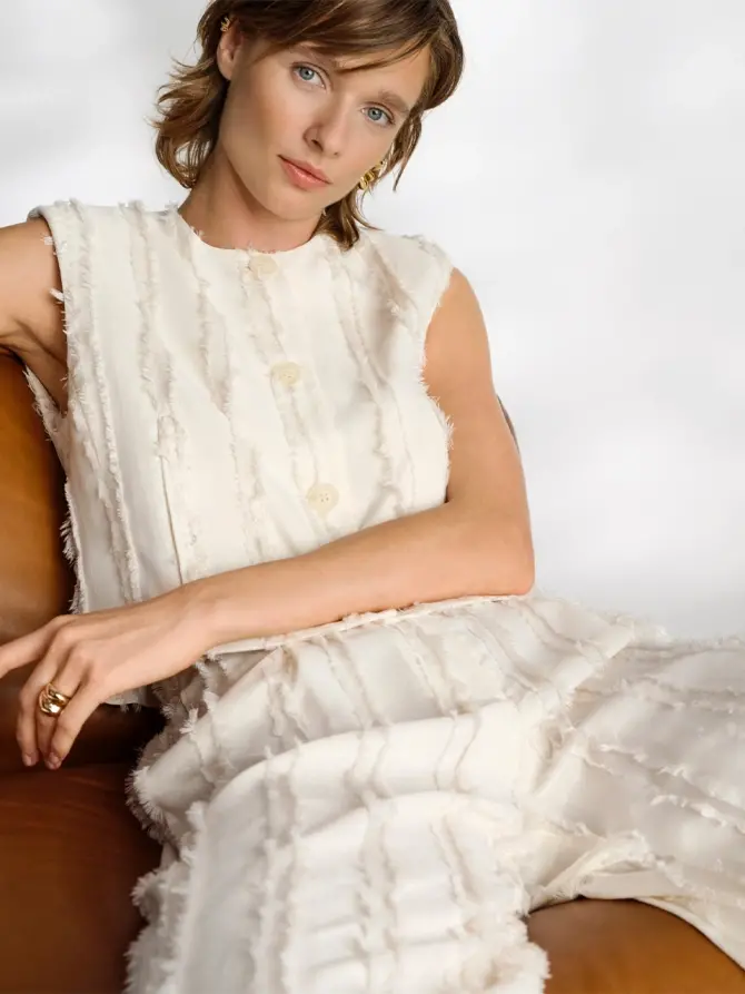 dante 6 Fil coupé gilet Creme