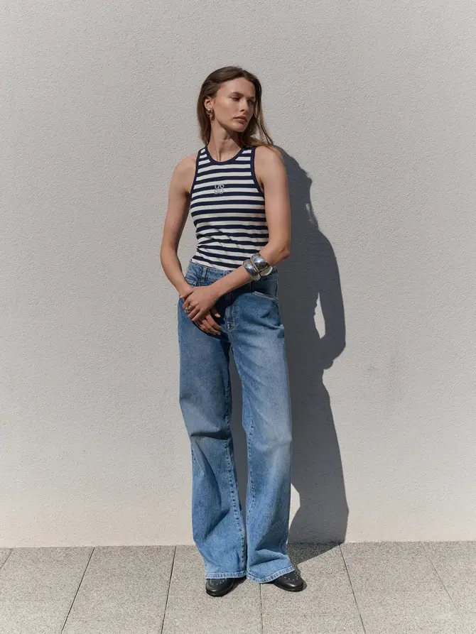 Dante 6 Geborduurd Logo Tanktop Navy/ White