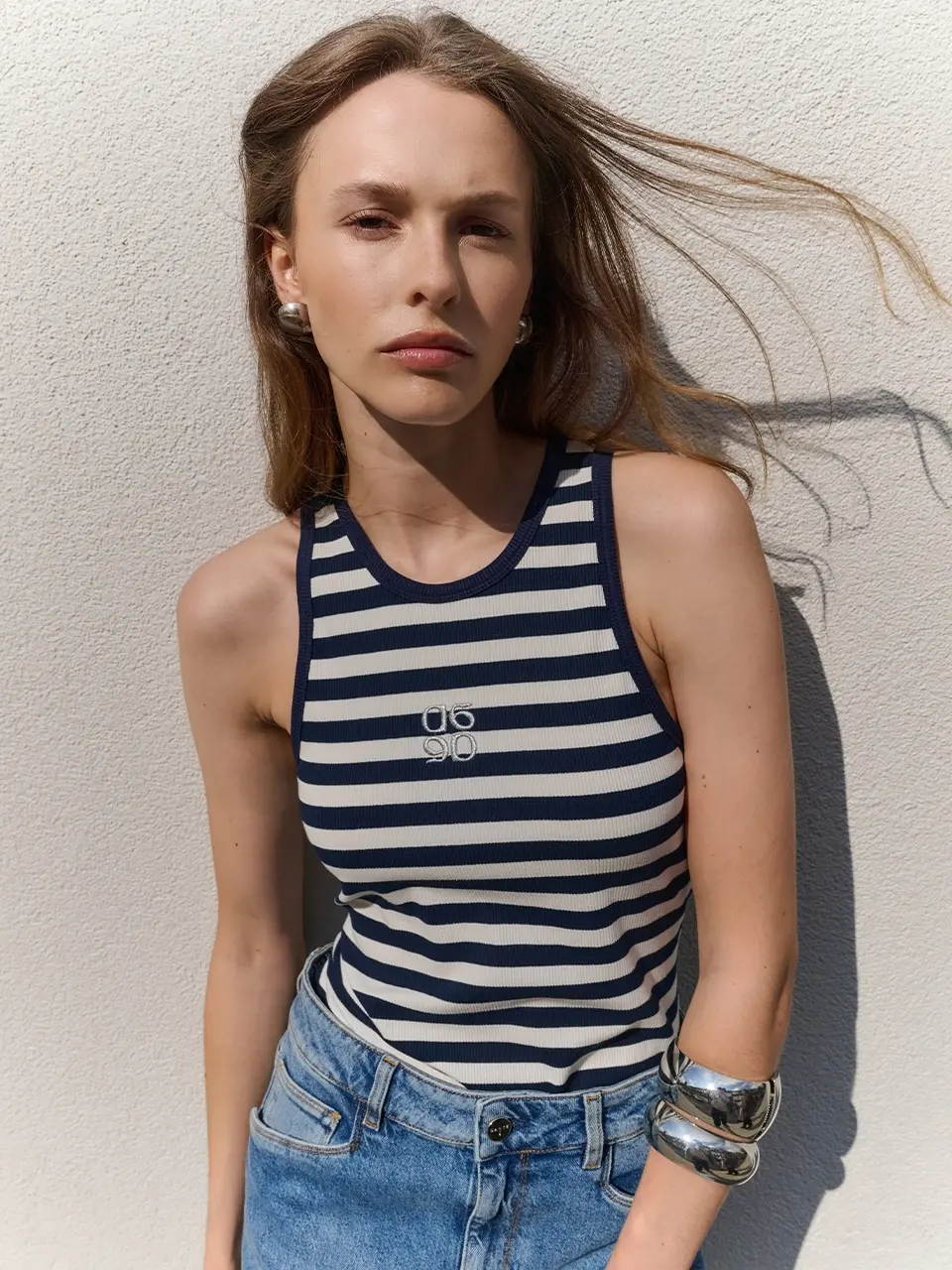 Dante 6 Geborduurd Logo Tanktop Navy/ White