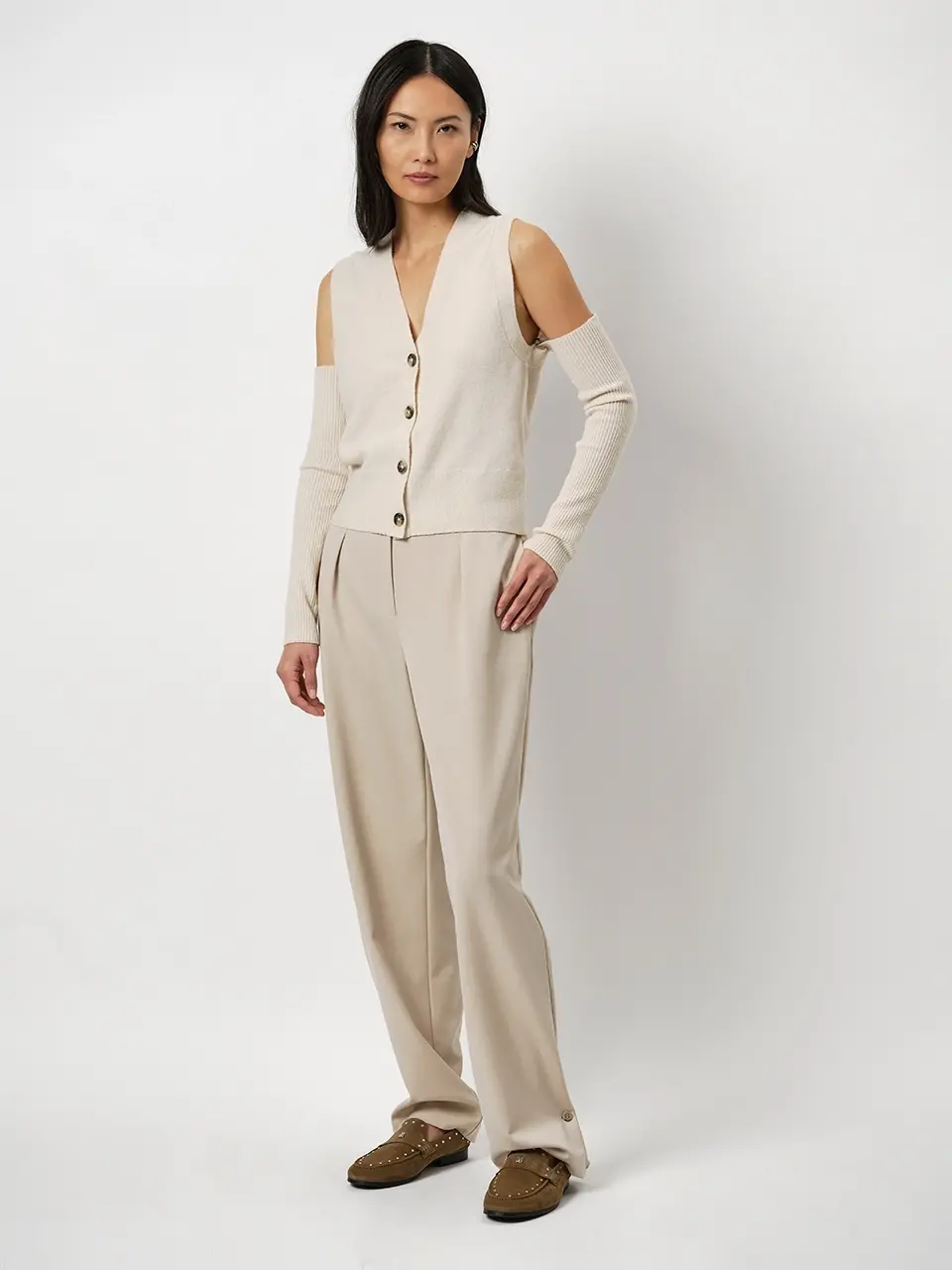 Dante 6 Gebreid Gilet Creme