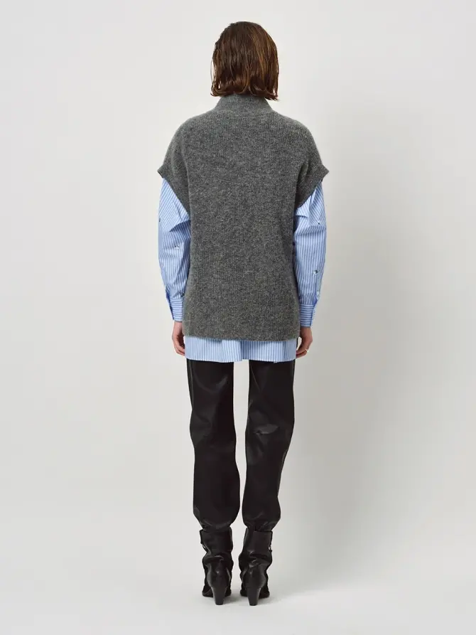 Dante 6 Gebreid Vest Met Dubbele Rits Donkergijs