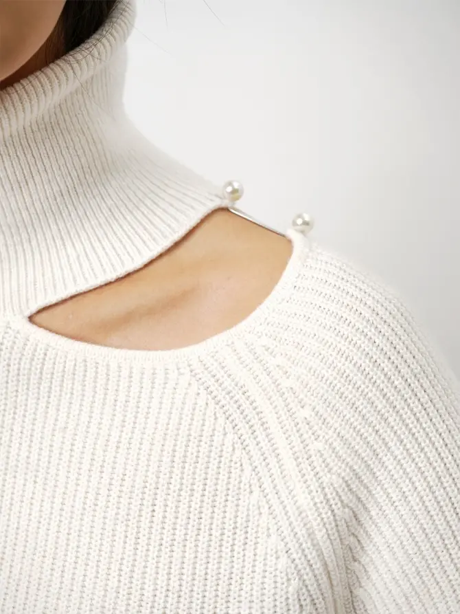 Dante 6 Gebreide Coltrui Met Parel Creme