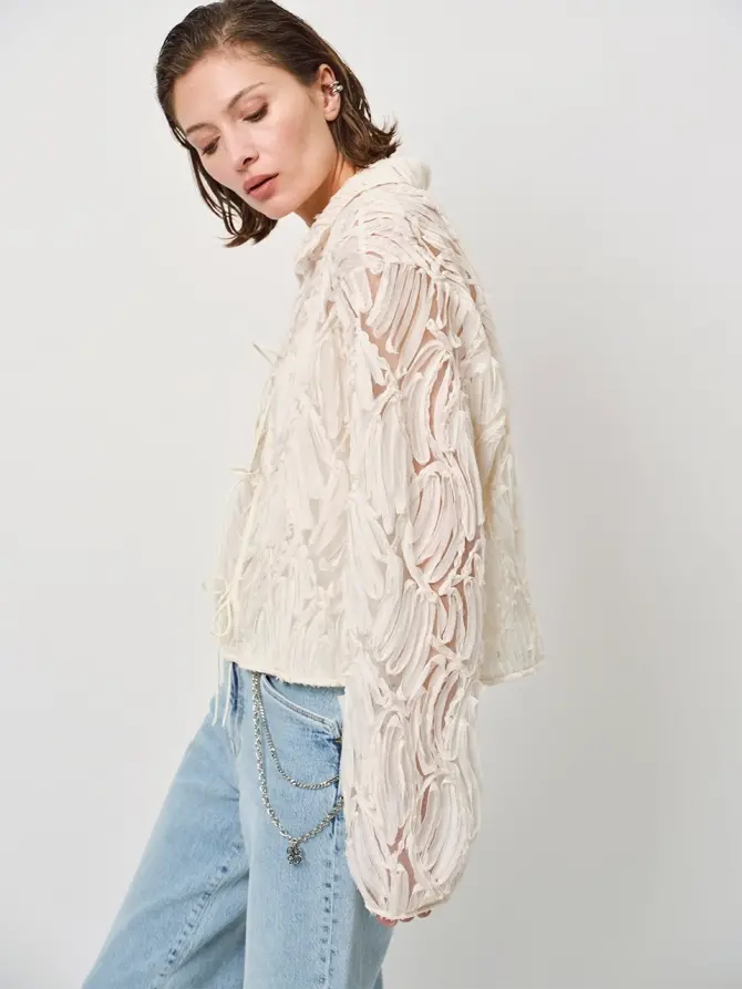 Dante 6 Gestructureerde Top Off-white