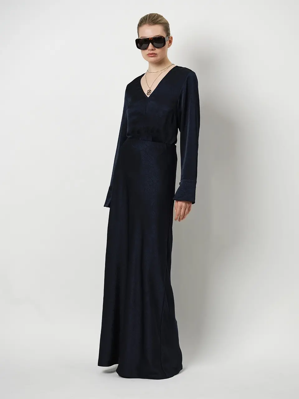 Dante 6 Getailleerde V-hals Top Donkerblauw