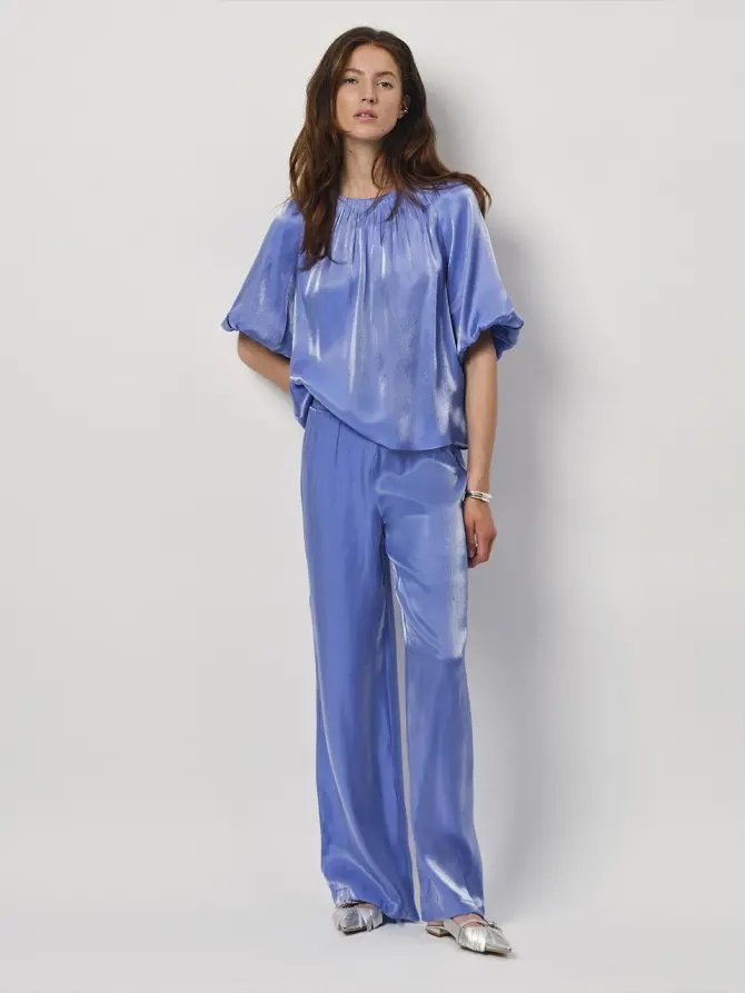 Dante 6 Glanzende Top Met Strik Blauw