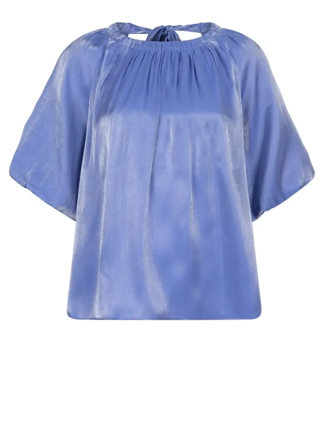 dante 6 Glanzende top met strik Blauw