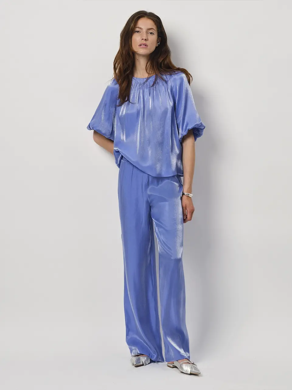 Dante 6 Glanzende Wijde Broek Blauw