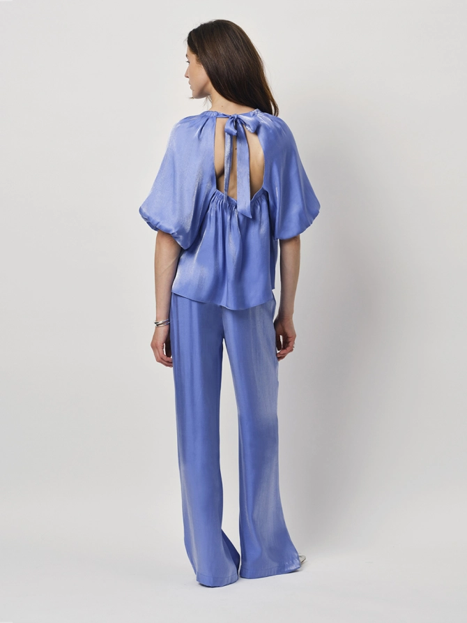 Dante 6 Glanzende Wijde Broek Blauw