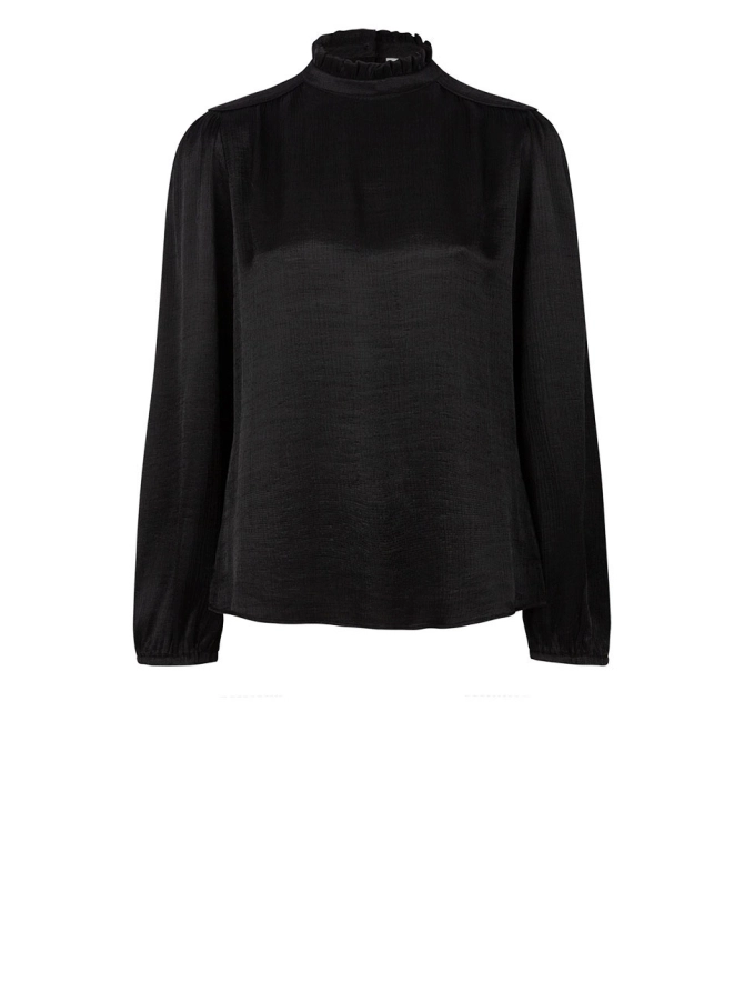 dante 6 Hoge hals ruffle top Zwart