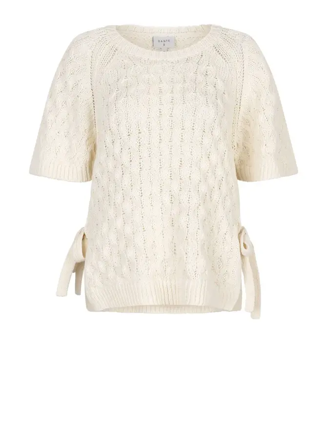 dante 6 Kabeltrui met strikdetail Creme