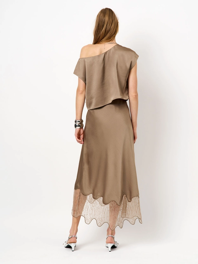 Dante 6 Kanten Midi-rok Bruin