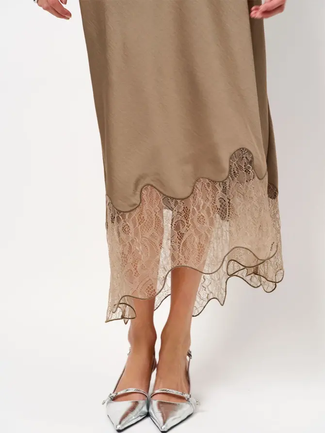 Dante 6 Kanten Midi-rok Bruin