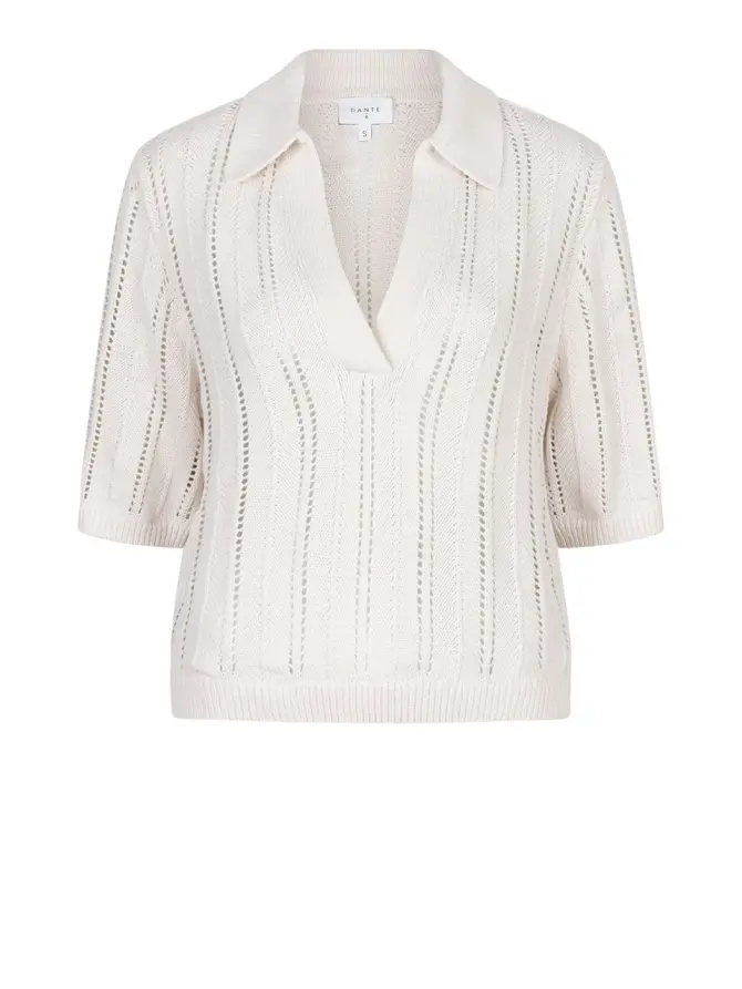 dante 6 Katoenen ajour polo Creme