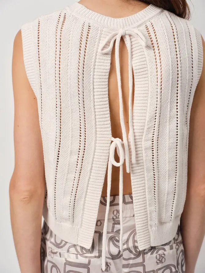 Dante 6 Katoenen Ajour Top Creme