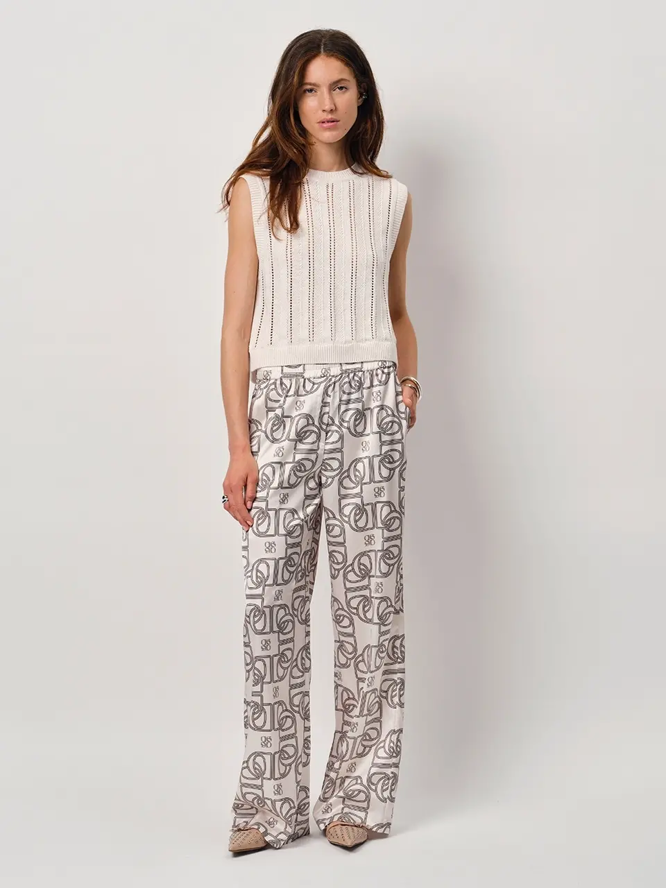 Dante 6 Katoenen Ajour Top Creme