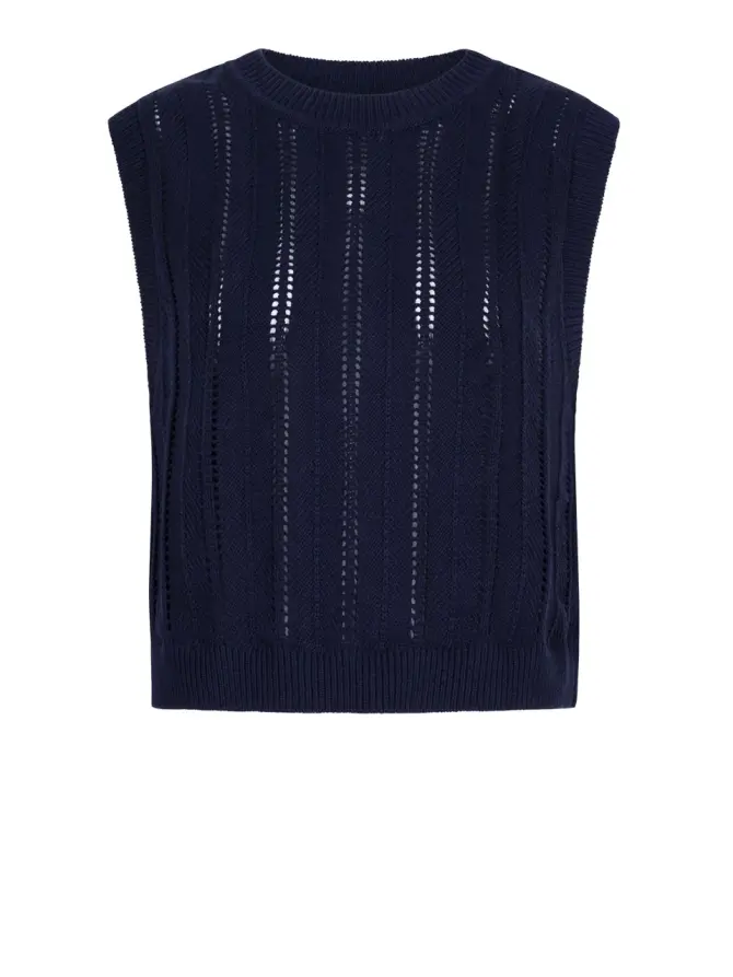 dante 6 Katoenen ajour top Donkerblauw