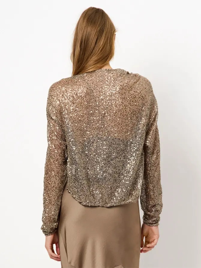 Dante 6 Kort Pailletten Vest Bruin