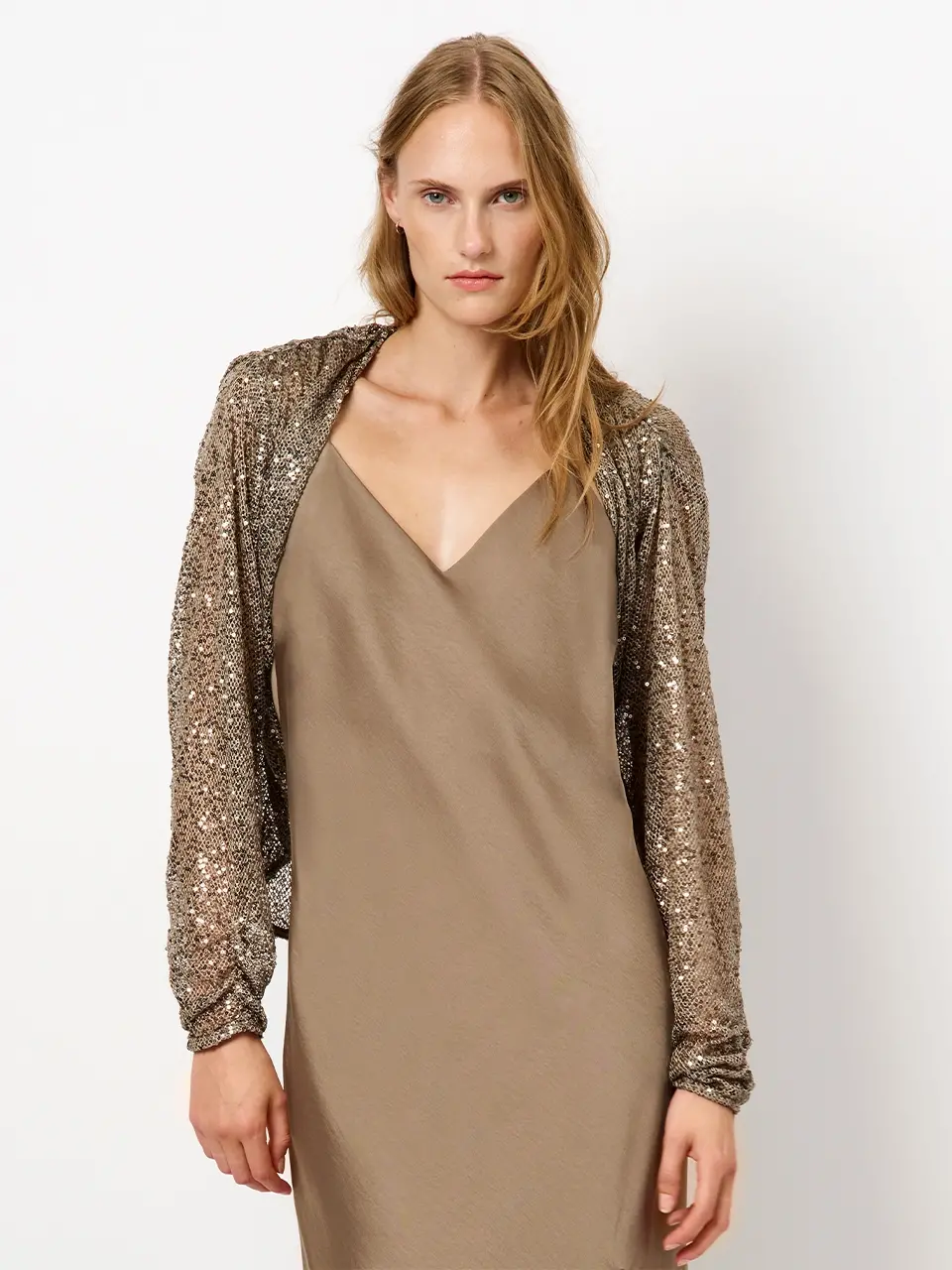 Dante 6 Kort Pailletten Vest Bruin