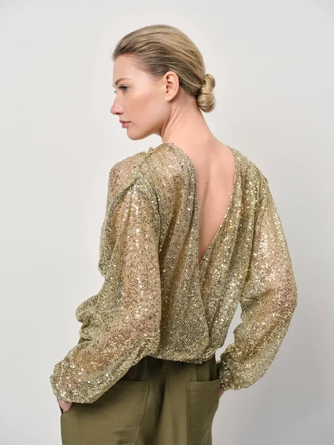 Dante 6 Korte Pailletten Top Groen