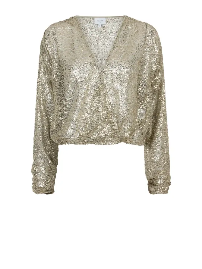 dante 6 Korte pailletten top Groen