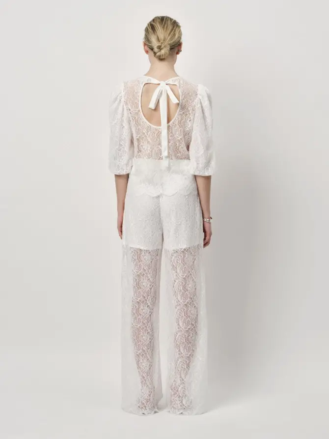 Dante 6 Lace Wide Leg Broek Creme