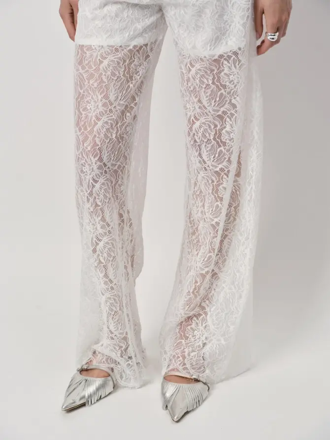 Dante 6 Lace Wide Leg Broek Creme