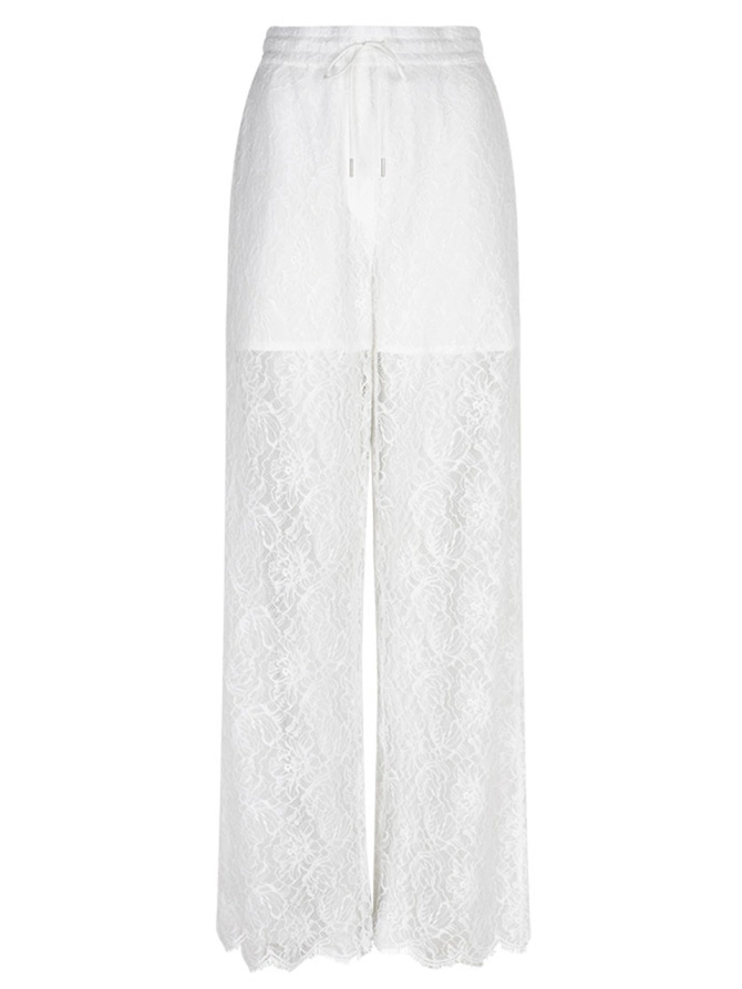 dante 6 Lace wide leg broek Creme