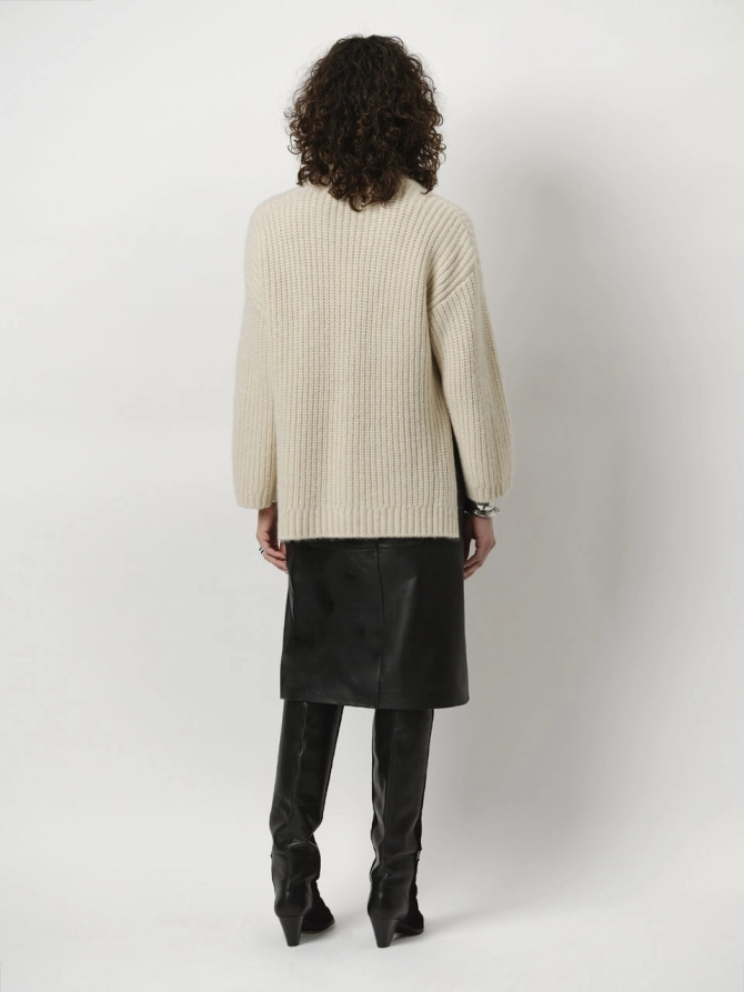 Dante 6 Leren Midi Wikkelrok Zwart