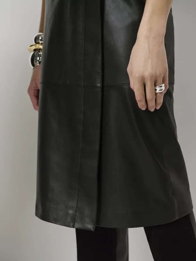 Dante 6 Leren Midi Wikkelrok Zwart