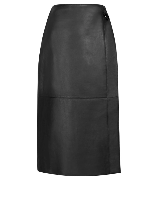 dante 6 Leren midi wikkelrok Zwart